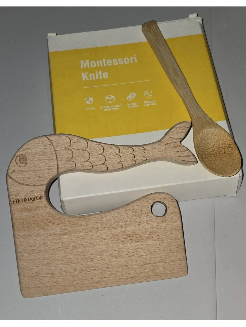 LETTO & TAILOR Montessori Wooden Kids Knife Set Safe For Kids 2 Years Old Learn
